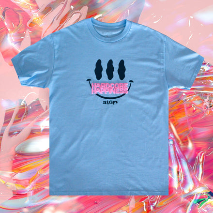 Hardcore Happiness Tee – Pale Blue - STÜM Productions