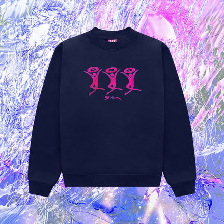 KEEP ON MOVIN! Embroidered Crew Jumper - Navy - STÜM Productions