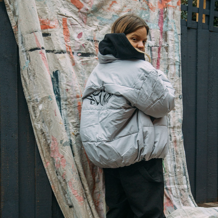 Dream Hack Puffer Jacket- Light Grey - STÜM Productions