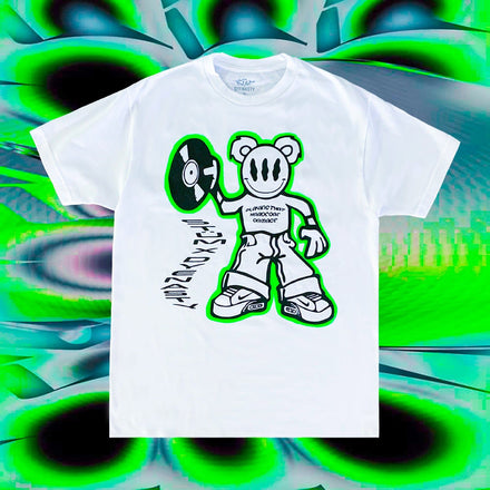 OldSkool Rave Bear Tee - White - STÜM Productions